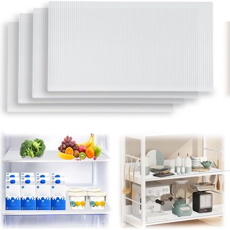 CCYKXA 4-Piece Refrigerator Mat Set, Non-Slip Refrigerator Mats, Drawer Bottom Mats (White)