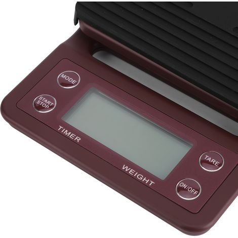 Balance à café filtre avec minuteur, balance de cuisine électronique numérique portable, pesage des aliments, rouge vin, 5 kg/0,1 (1/5)