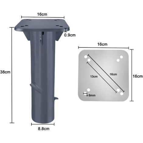 Pied de Parasol avec Ancrage au Sol Parasol Support Pied en métal pour Jardin Plage Parasol - anthracite NAIZY