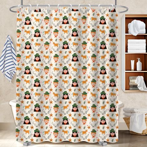 Rideau de douche imperméable en polyester 180x180 Évasion polyester pour salle de bain pour salle de bain avec douche à l’italienne (1/5)