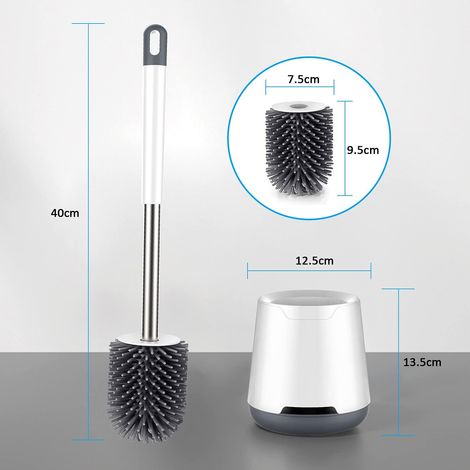 Brush Para Inodoro - Cabeza De Silicona Tpr - Mango De Acero Inoxidable - Soporte Vertical Con Secado Rápido - Uso En Baño Y Cocina - 1 Unidad (1/5)