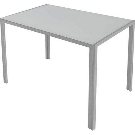 Mesa para cocina, comedor fija Md-Kika acabado cristal blanco, 105cm(ancho) 75cm(altura) 60cm(fondo).