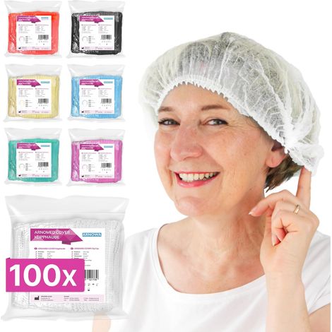100 Charlotte Cheveux, Blanc, 52 cm, Tissu Non Tissé, Respirant, Cuisine Et Hygiène (1/5)