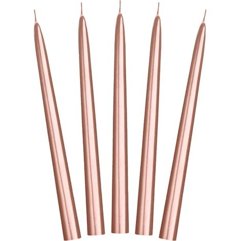 Bougie conique métallique, or rose, 24 cm (1 paquet / 10 pièces) (1/4)