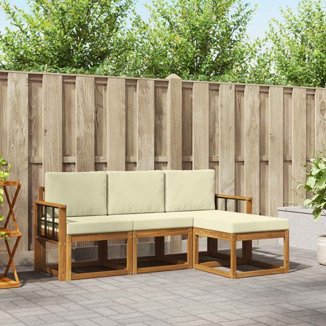 Outdoor-Sofagarnitur mit Kissen 4 pcs Natur und Creme (1/5)