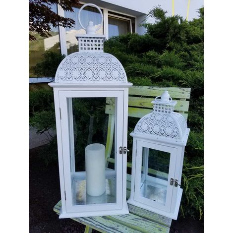BONTURI CASA HOME DECORATION Lanterna Set 2 Pz 24 x 24 x 64 Cm 18 x 18 x 42 Cm Bianco