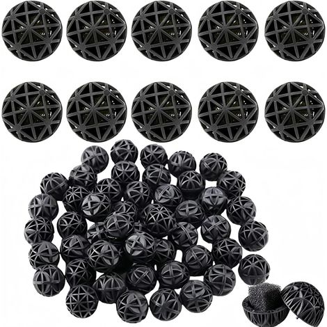 100 Pièces Filtre Aquarium Bio Poreux,Filtration D'aquarium Boules Bio,16mm Balle Biologique pour Fish Tank Pond Aquarium Fontaine Cascade Filtration et Nettoyage (1/5)