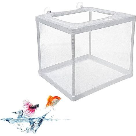 Zuchtbox, engmaschiges Netz, Saugnäpfe zur Befestigung, Trennung kranker Fische, Glasaquarium (1/5)