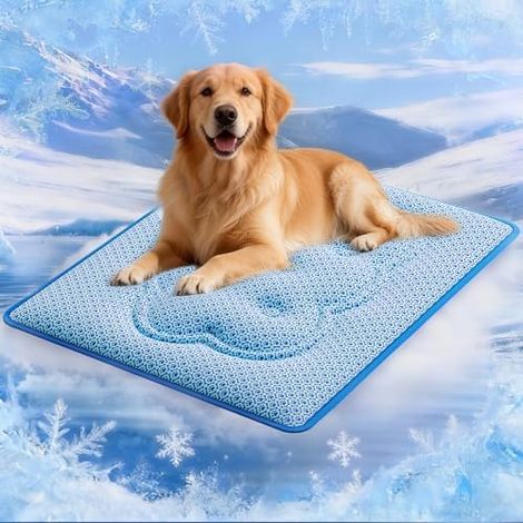 Kühlmatte für Hunde, 109x78cm Kühlmatte Hund Selbstkühlend mit PCM und Thermochromer Technologie für groß Hunde, doppelseitige, Q-Max 0.5, Verdickt Waschbar ungiftig Kühldecke Hund - Blau (1/5)