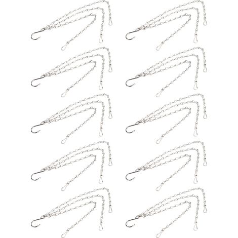 Lot de 10 chaînes de suspension avec crochets, 8 brins, en fer, pour pots de fleurs de jardin, remplacement (1/5)