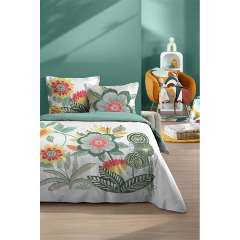 Parure housse de couette CASSIA – 240 x 220 cm – 100% coton – Vert - 220x240cm - Vert (1/2)