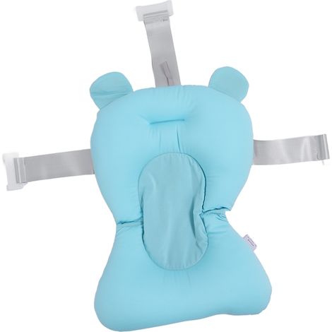 Coussin de bain doux et respirant pour bébé, matelas flottant pour nouveau-né, en forme d'ours bleu. Mignon et ajustable. Forme d'ourson bleu. (1/5)