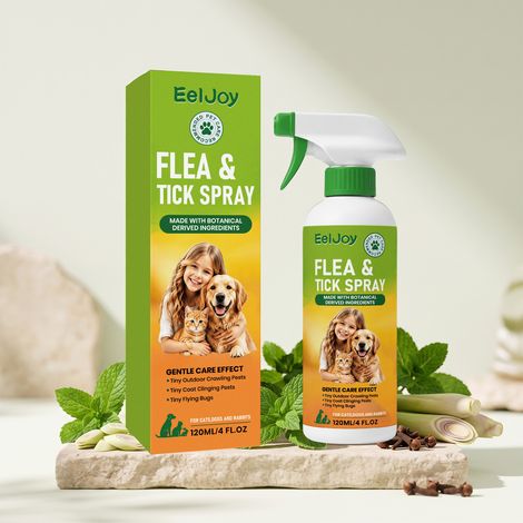 Spray anti-puces et tiques pour animaux de compagnie, traitement quotidien contre les puces et les tiques pour chats et chiens, spray nettoyant et protecteur pour le pelage – 120 ml (1/5)