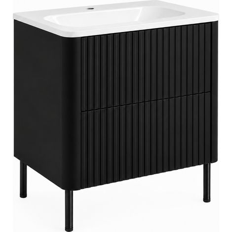 Mobile bagno Linea 60 cm, bianco, con lavabo, gambe dorate (1/5)