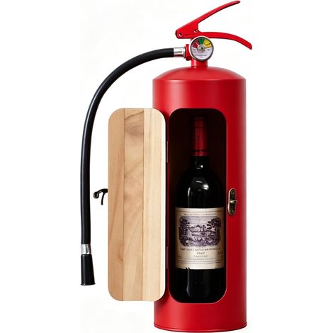 Extincteur en bois - Minibar rouge - Pour amateurs de whisky - Cadeau pour homme (1/5)