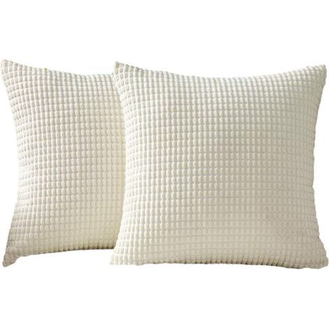 Lot de 2 housses de coussin motif grain de maïs – Beige clair – Dimensions 45 × 45 cm (1/5)