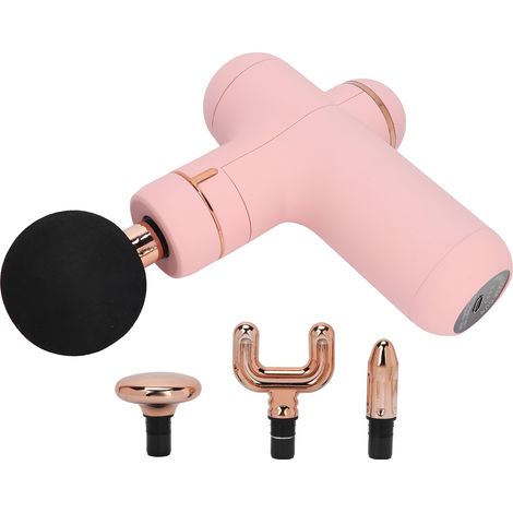 Pistolet de massage rechargeable pour soulager les douleurs et les courbatures, masseur musculaire électrique à vibrations profondes (rose) (1/5)