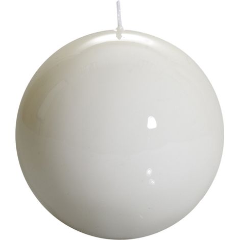 Candela sferica laccata colore bianco decorazione per interno da Ø 8 cm