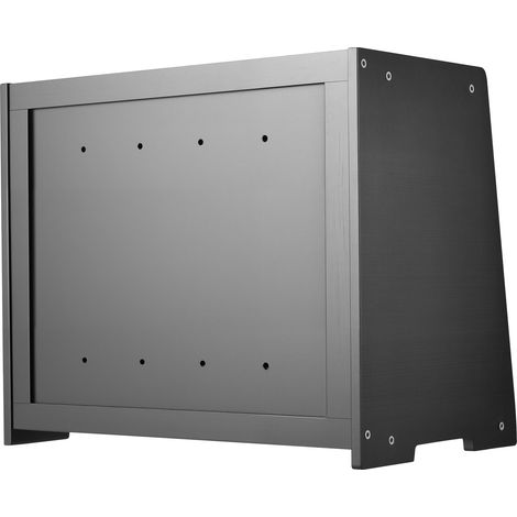 Mophorn Panera de Doble Capa para Encimera de Cocina, Contenedor de Pan de Bambú de Gran Capacidad, con Panel de Puerta Acrílico Ondulado, Color Negro, Forma Trapezoide, 400 x 250 x 335 mm (1/5)