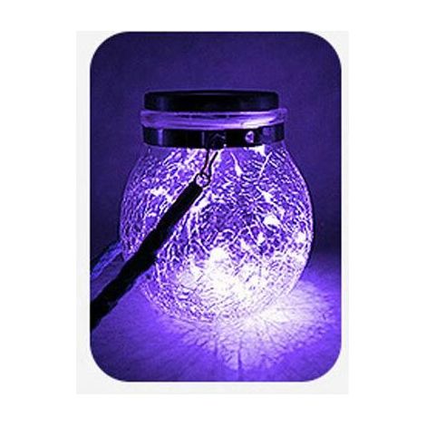 Bocal fissuré solaire Bocal en verre solaire Bocal en verre fissuré solaire Bocal en verre Mason Jar Violet (1/5)