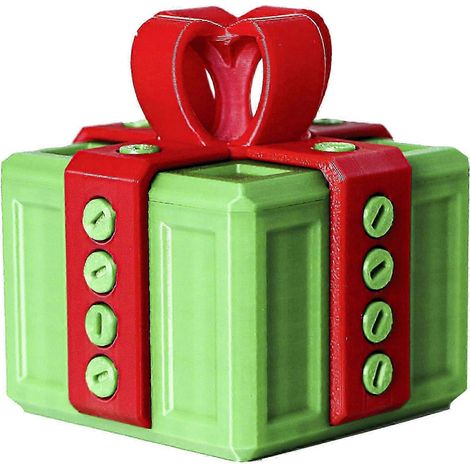 (Rouge Vert) Boîte à vis imprimée en 3D - Blague - Boîte cadeau de Noël amusante avec des vis pour des farces agaçantes (1/3)