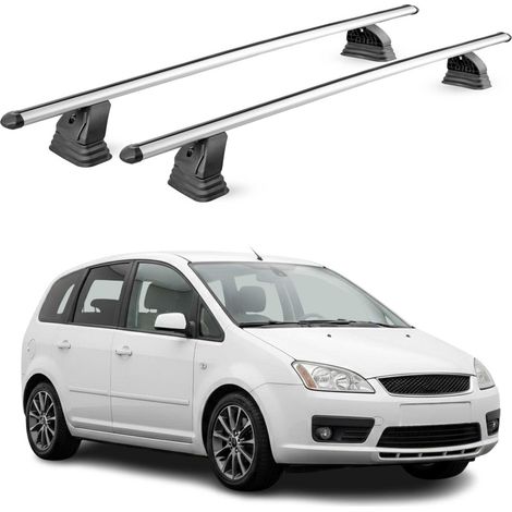 OMAC Aluminium Dachträger Querträger für Ford C-Max I 2003-2010 – TÜV / DIN 75302:2019 – Abschließbar – T-Nut – Max. 75 kg – 2 Stangen – Silber (1/5)