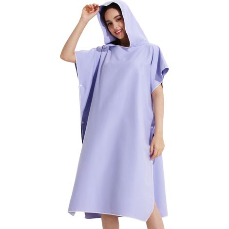 Peignoir de plage à capuche, poncho de bain double face en peluche avec fermeture éclair, peignoir de plage pour se changer après le surf (1/5)