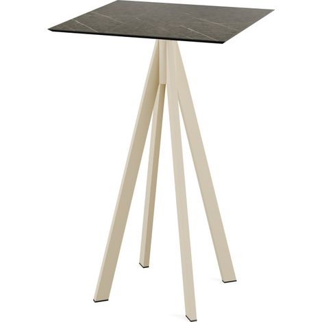 Infinity mange-debout avec piètement sable + plateau HPL Midnight Marble 70x70 cm - Feros (1/4)