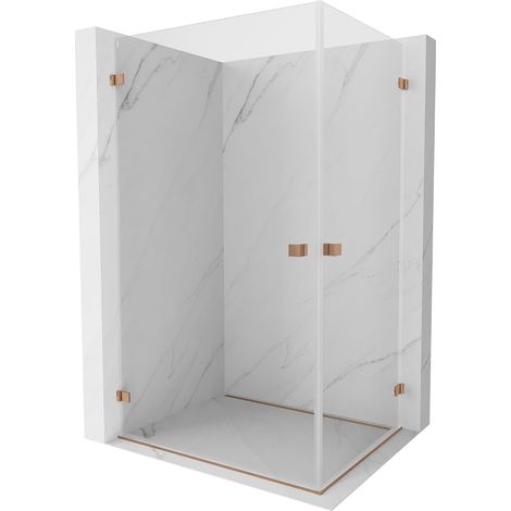 Mexen Lunar-B Duo cabina de ducha abatible 100 x 90 cm, transparente, cobre cepillado - 832-100L-090P-65-00 (1/5)