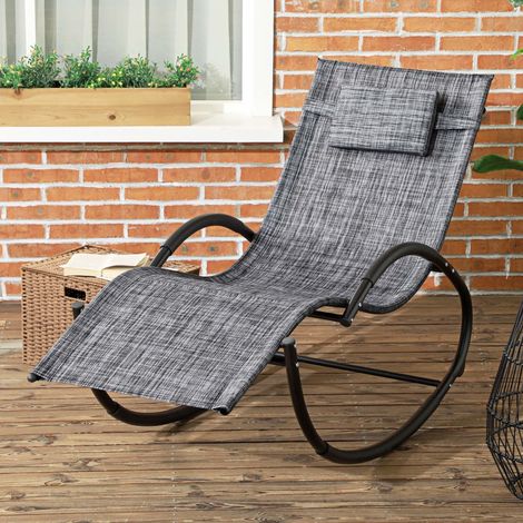 Wasserdichte Zero-Gravity-Schaukelliege für den Außenbereich mit Kopfstütze, 155 x 61 x 88 cm, Grau
