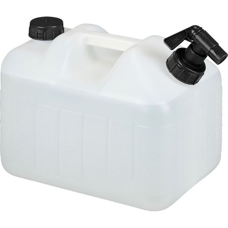 Relaxdays Jerrican d’eau avec robinet, plastique sans BPA, grande ouverture, poignée, 10 litres, noir et blanc (1/5)