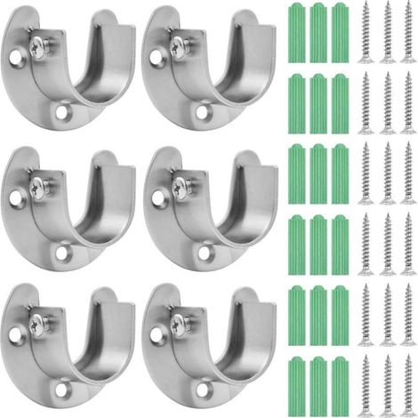 Support de tringle à rideaux, support de tringle à vêtements, support de tringle à vêtements en acier inoxydable avec vis, pour (1/5)