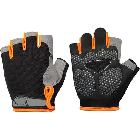 TuseRxln Gants de gymnastique - Gants d'entraînement respirants avec tissu en microfibre - Conception demi-doigt pour un mouvement naturel et une protection solaire - 1 paire - Pour les sports de plei (1/4)