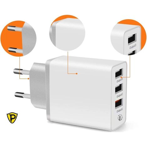 CARICABATTERIA DA MURO 3 prese USB - (3.4A) (1/4)