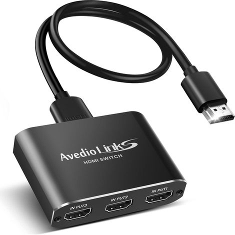 Switch HDMI 4K Aluminum, 4K@60HZ Switch HDMI 3 Ports Commutateur, 3 Entrées à 1 Sortie hdmi Switcher Prend en Charge HDCP 2.2, Full HD, HDR10, 18 Gbps, Sélecteur Fire Stick, Xbox, PS5 Noir (1/5)