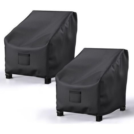 2 housses chaises patio imperméables 600D oxford, pour fauteuil jardin 38"x31"x29" (noir)
