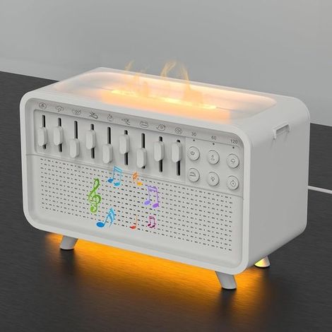 Difusor de aromaterapia con 8 sonidos blancos – Ajustable, humidificador, luz nocturna, para el hogar y la oficina. (1/2)
