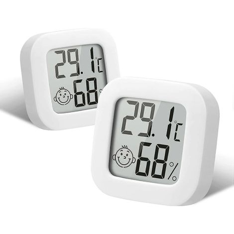 Hygromètre-thermomètre d'intérieur, lot de 2 mini-hygromètres-thermomètres numériques de haute précision, indicateur de température et d'humidité pour un confort optimal (1/4)