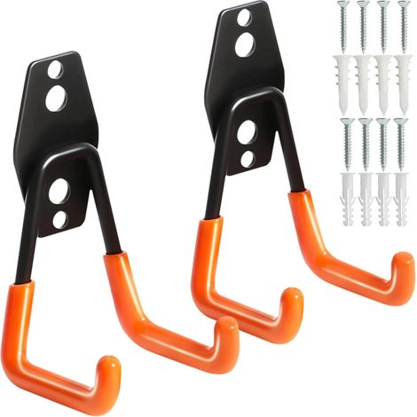 Lot de 2 - Robuste - Fixation murale - Organisateur d'outils - Crochets métalliques - Crochets universels - Convient aux échelles (1/5)