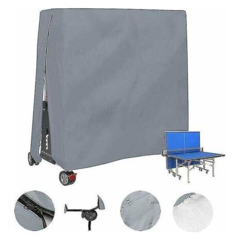 Housse de table de ping-pong d'extérieur, imperméable et anti-poussière, double fonction grise