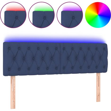 Maison Exclusive - Cabecero con LED de tela azul 160x7x78/88 cm (1/5)