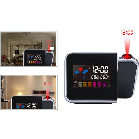 Orologio digitale multifunzione con schermo LCD a colori, sveglia e proiezione meteo. (1/4)