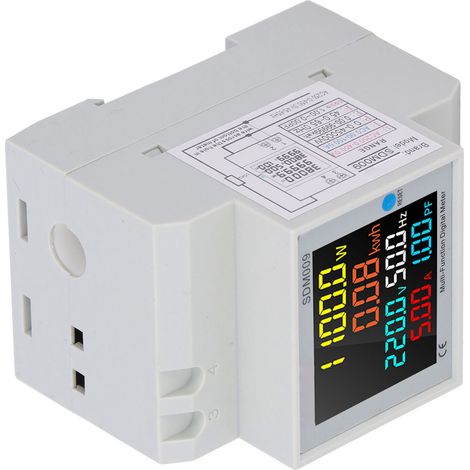 Multimètre numérique LCD rail DIN monophasé avec transformateur AC 250V-450V, afficheur digital multifonction (1/5)