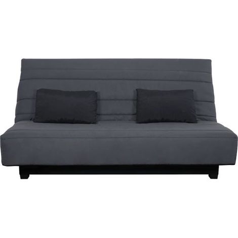 Banquette clic clac 2 places gris – Matelas 188x128cm 13cm épaisseur – Mousse polyuréthanne HD 28kg/m3 – Coffre en panneau de particules – Dunlopillo