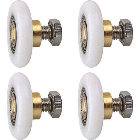 Rouleau de porte de douche, Rouleau Roulette Roue pour Porte de Douche Roulettes Coulissantes Porte Roue de Remplacement pour Rouleau 4 pièces (20MM) (1/5)