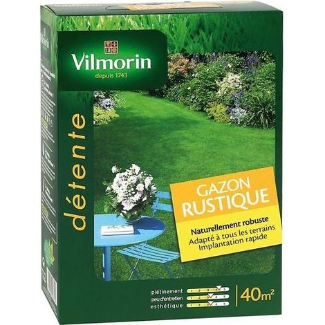 Vilmorin – Gazon rustique 1kg – Croissance rapide en 2 semaines – Densité supérieure – Résistance aux maladies – Couvre jusqu'à 60 m2 (1/2)