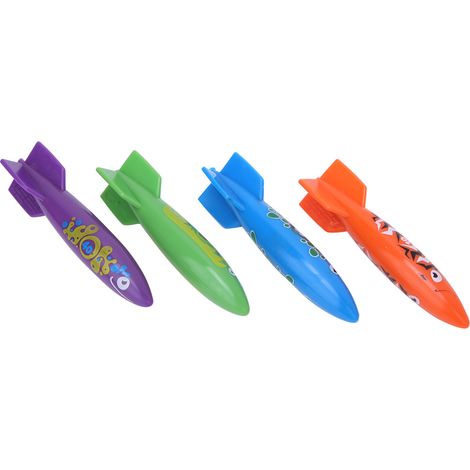 Lot de 4 jouets de plongée en PVC pour enfants, parfaits pour la natation et l'apprentissage de la natation en piscine. Quatre couleurs différentes. (1/5)