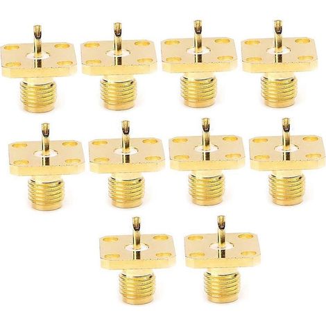 Lot de 10 connecteurs RF coaxiaux SMA femelles à montage sur panneau châssis, 4 trous, bornes à vis A (1/5)