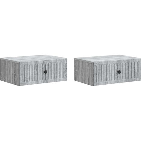 Bedside Cabinet with Drawer 2 pcs Grey Sonoma 49 x 34.5 x 20 cm vidaXL