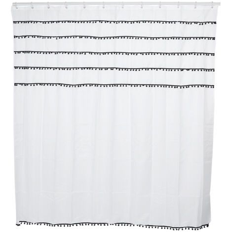SABIR Rideau de douche élégant en polyester noir et blanc, imperméable, résistant à la moisissure, 180x200cm (1/5)